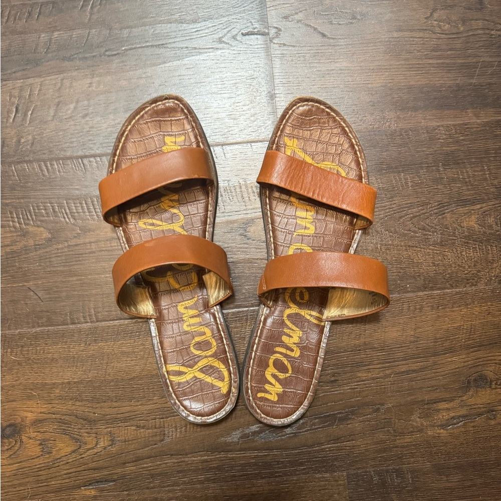 Sam Edelman Gala Flat Brown Leather Sandals